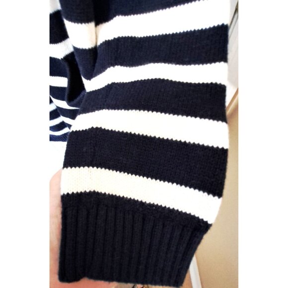 Talbots  M Navy White Raglan Sleeve Open Front Cardigan Striped Cashmere Blend - Picture 7 of 10